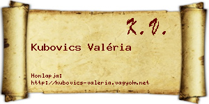 Kubovics Valéria névjegykártya