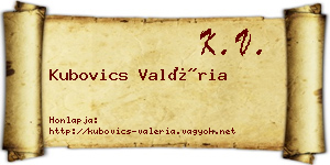 Kubovics Valéria névjegykártya